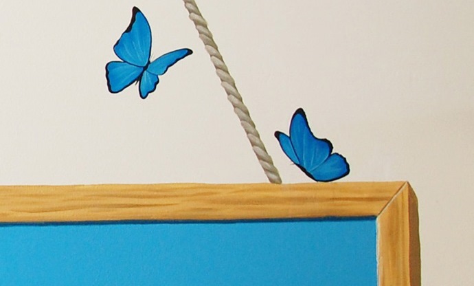 bord muurschildering van magneetverf met vlinders