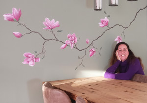 magnolia muurschildering